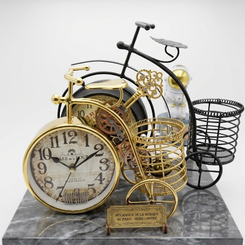 Bicycle table clock black medium