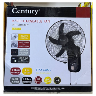 Century rechargeable wall fan 16' FRCB-40