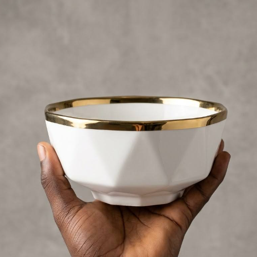 Happy 6 diamond bowl gold edge