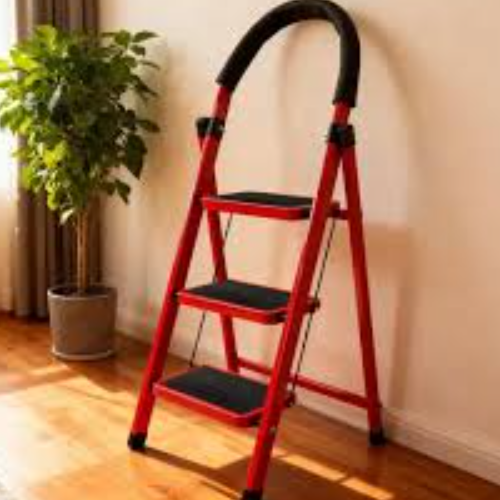 3 step foldable ladder red n black