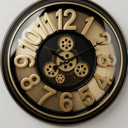 Middle wheel wall clock