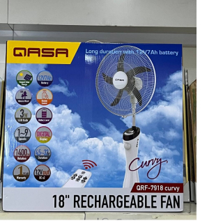 Qasa rechargeable fan with panel QRF-7918 curvy