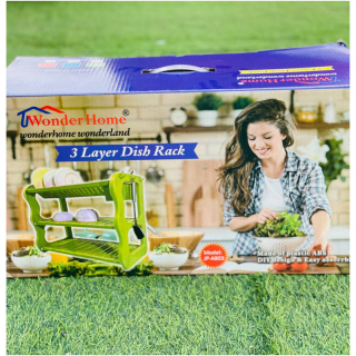 wh 3 layer b shape plastic dish rack