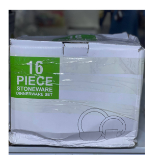 TW 16pcs dinnerware set white and green carton